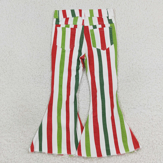 Baby Girls Christmas Stripes Bell Flare Denim Pants