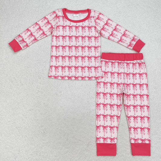 Baby Girls Pink Bows Shirt Pants Pajamas Clothes Sets