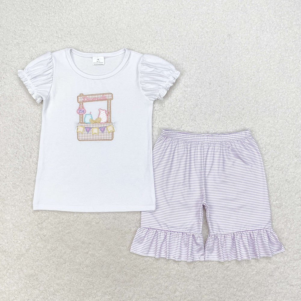 Baby Girls Juice Shirt Top Purple Stripes Shorts Clothes Sets