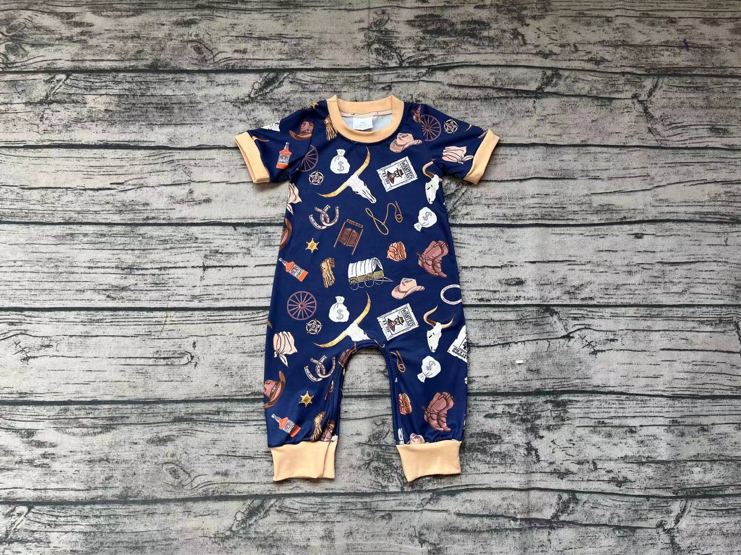 Baby Boys Cow Print Western Rompers