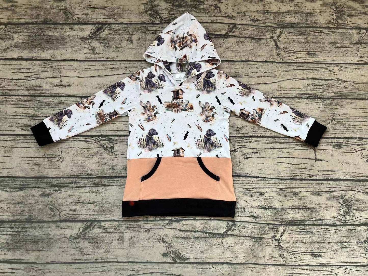Baby Boys Long Sleeve Dog Hunting Duck Hooded Tee Shirt Tops