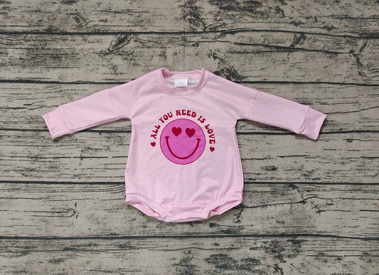 Baby Infant Girls Pink Long Sleeve Love Valentines Rompers