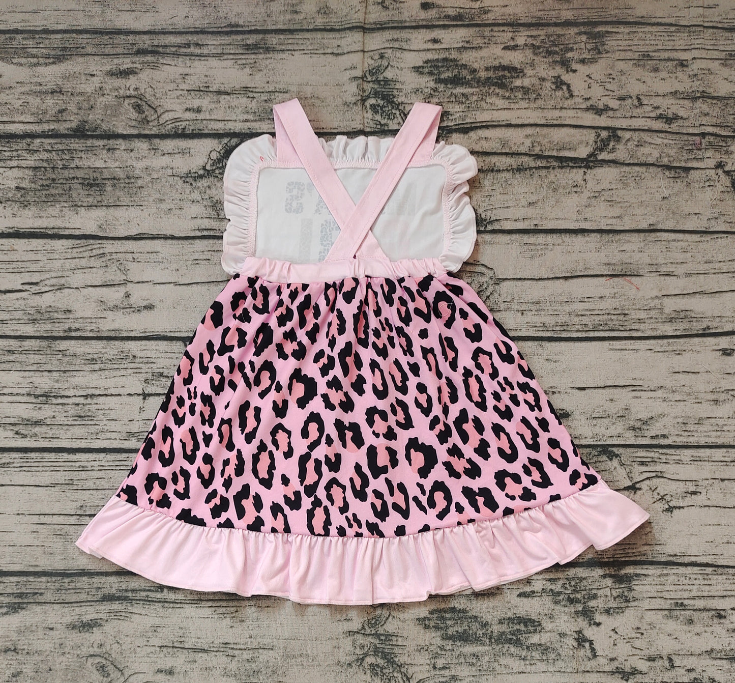 Baby Girls Mama's Girl Pink Leopard Straps Ruffle Dresses