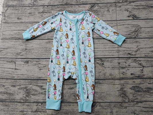Preorder(moq 5)Baby Infant Girls Bears Blue Zip Elephant Sleepers Rompers