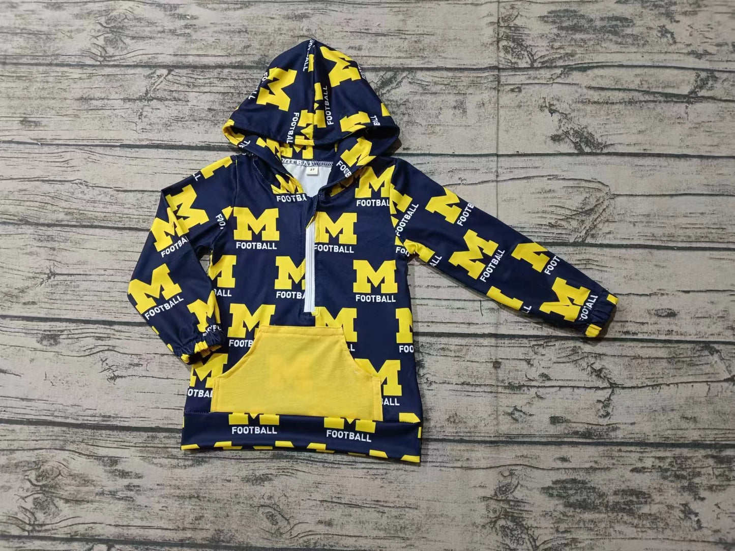 Preorder (moq 5)Baby Girls Boys M Football Team Hooded Cardigan Tops