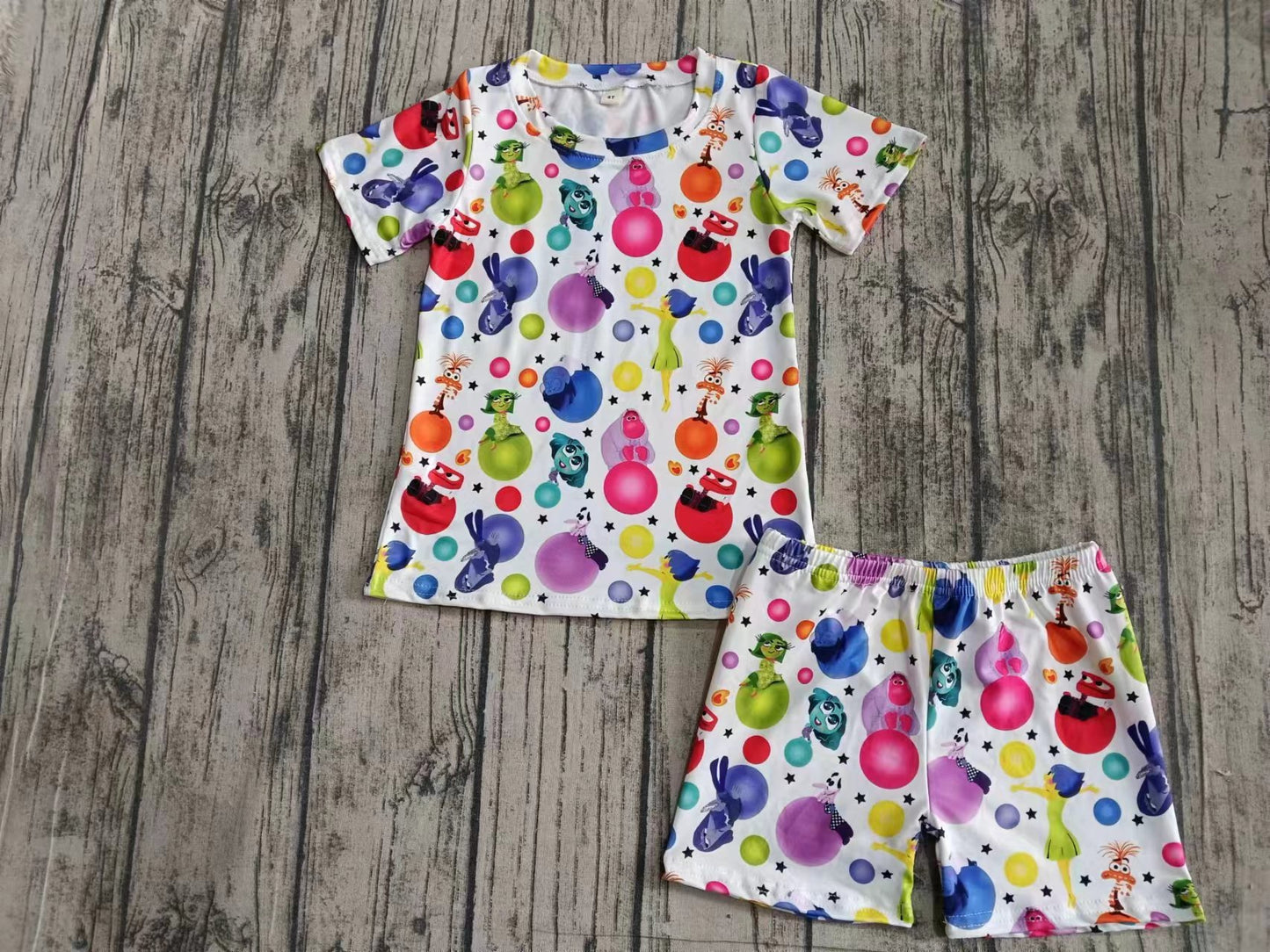 Preorder (moq 5)Baby Kids Cartoon Colorful Shirt Top Shorts Clothes Sets