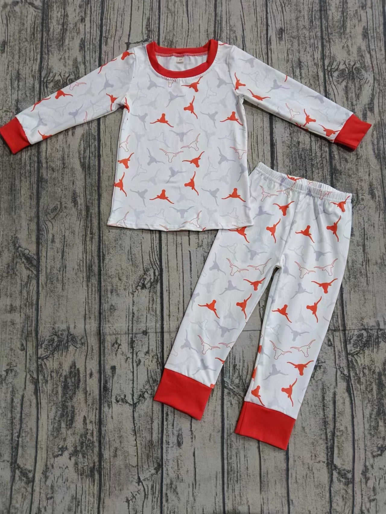 Baby Kids Texas Cows Top Pants Pajamas Clothes Sets Preorder(moq 5)