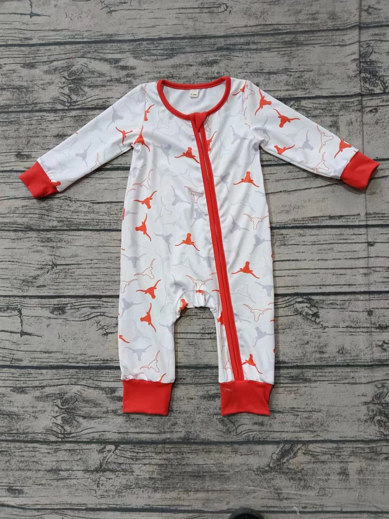 Baby Infant Texas Cows Long Sleeve Zip Rompers preorder(moq 5)
