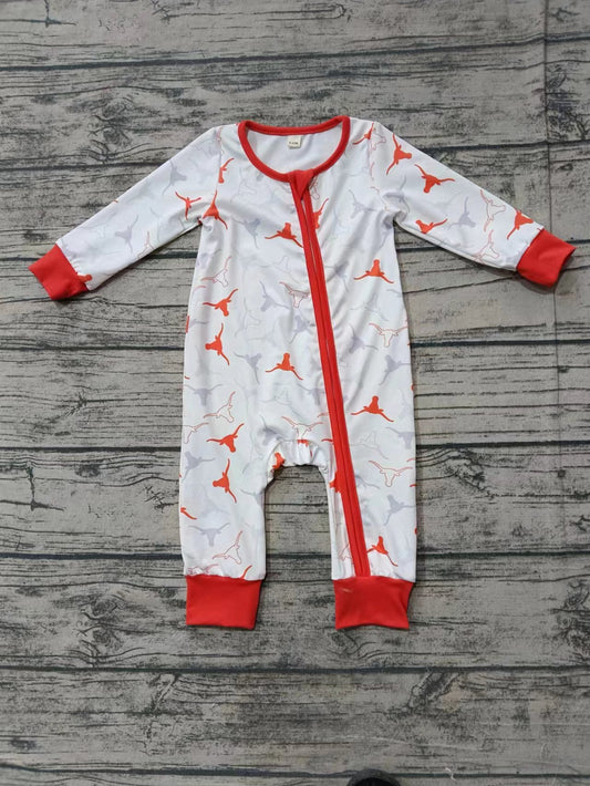Baby Infant Texas Cows Long Sleeve Zip Rompers preorder(moq 5)