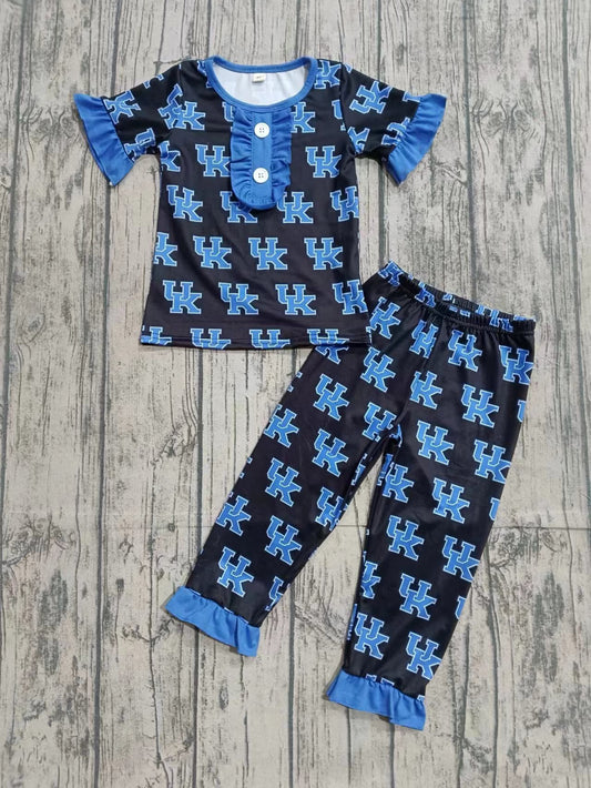 Baby Girls Black UK Shirt Ruffle Pants Pajamas Clothes Sets Preorder(moq 5)