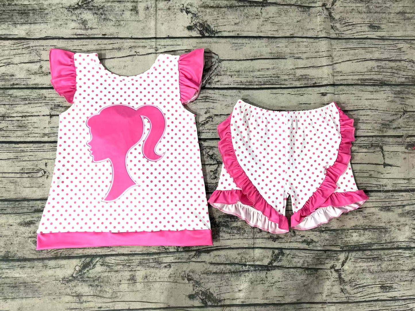 Baby Girls Doll Dots Bow Tunic Ruffle Shorts Clothes Sets