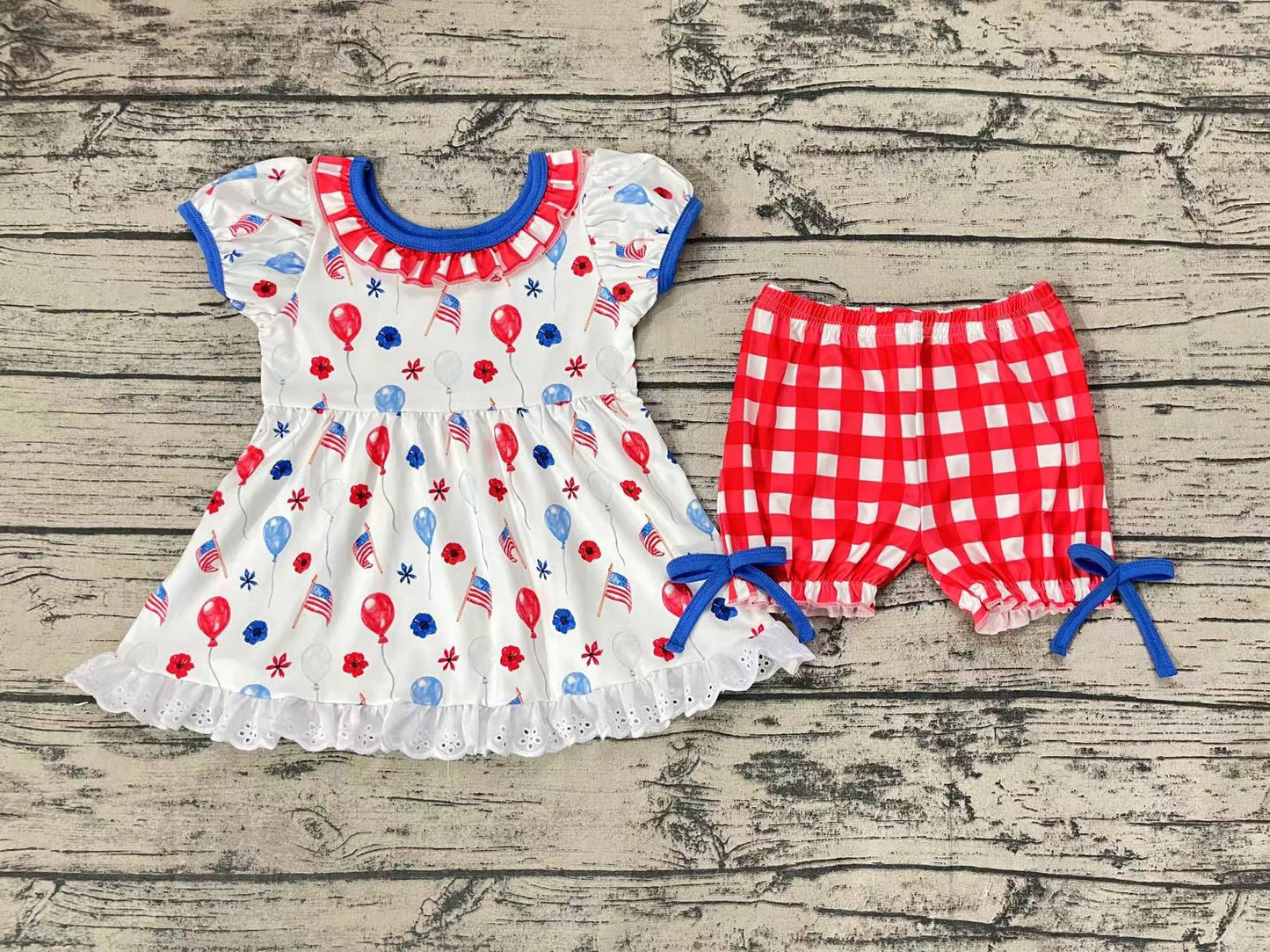 Baby Girls 4th Of July Balloon Tunic Top Shorts Outfits Clothes Sets