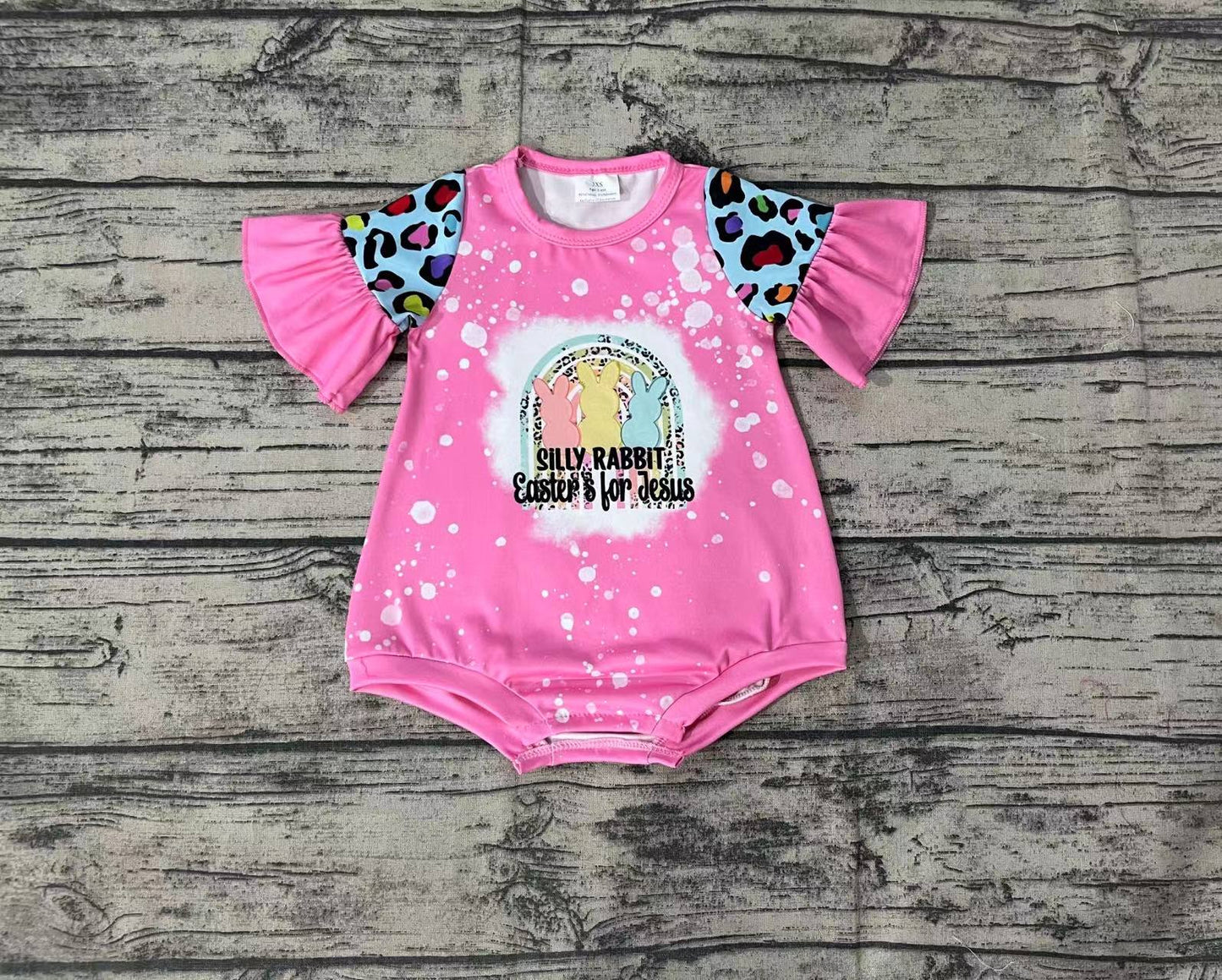 Baby Girls Colorful Rabbit Easter Spring Leopard Rompers