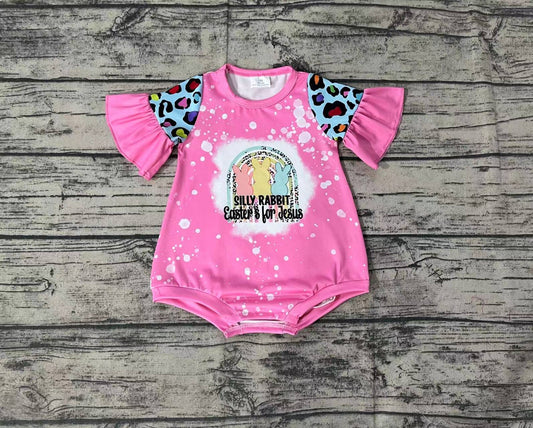 Baby Girls Colorful Rabbit Easter Spring Leopard Rompers