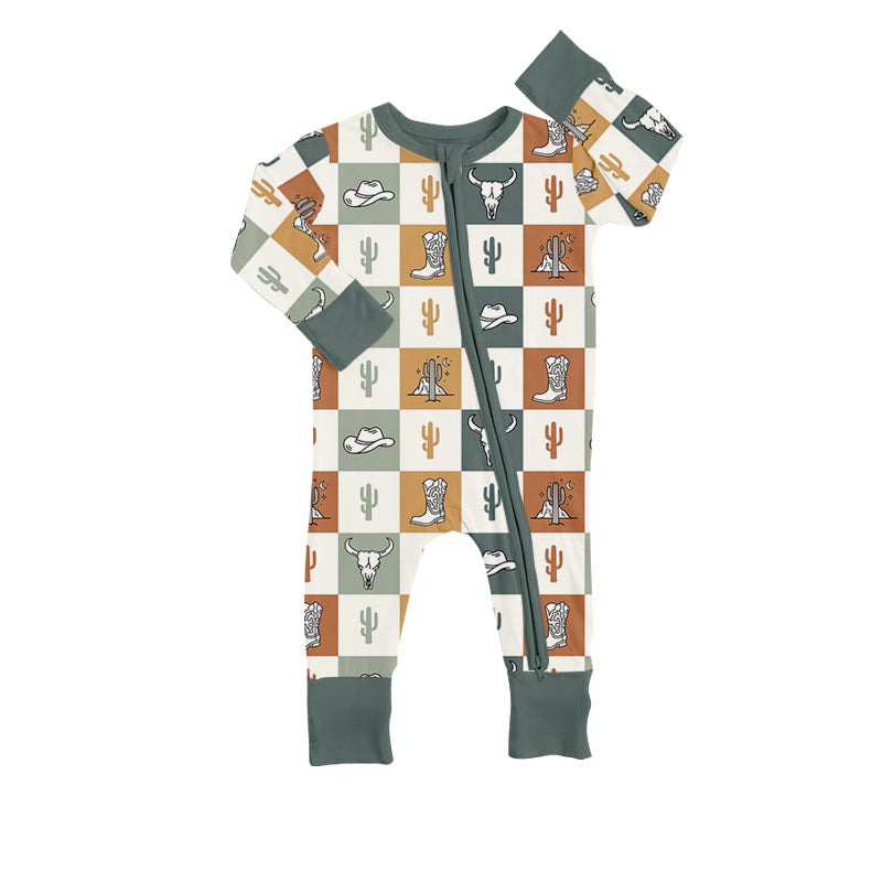 Baby Boys Western Boots Long Sleeve Zip Rompers preorder(moq 5)