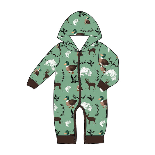 Baby Infant Hooded Hunting Duck Long Sleeve Zip Rompers preorder(moq 5)