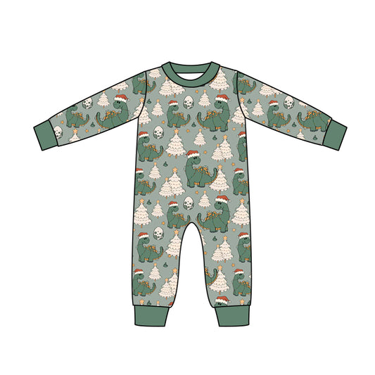 Baby Infant Boys Dinosaur Chrsitmas Tree Long Sleeve Zip Rompers preorder(moq 5)