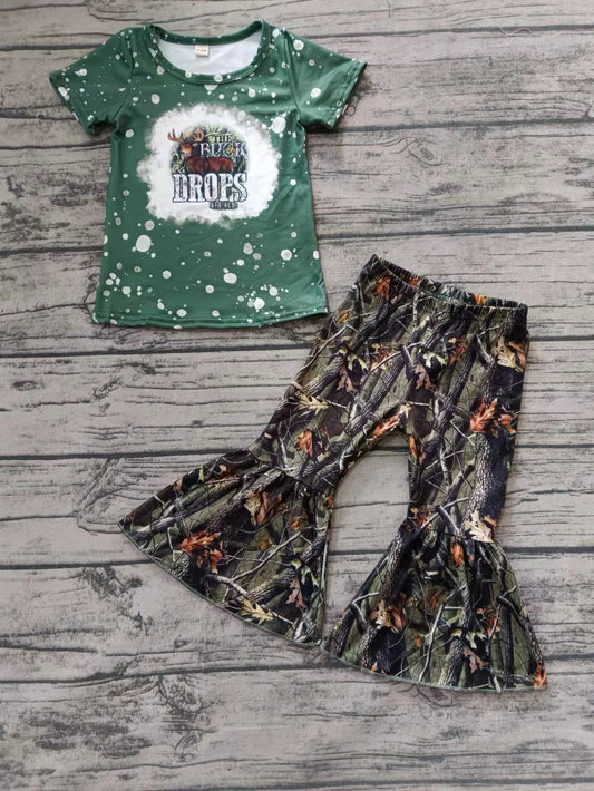Baby Girls Camo Deer Shirt Bell Pants Clothes Sets preorder(moq 5)
