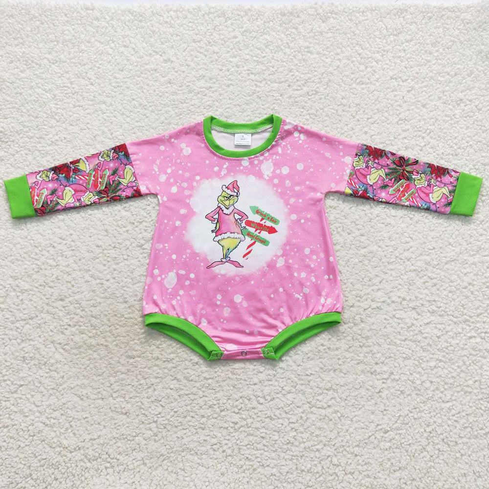 Baby Girls Christmas Frog Pink Long Sleeve Rompers