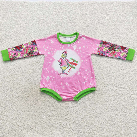 Baby Girls Christmas Frog Pink Long Sleeve Rompers