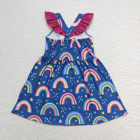 Baby Girls Rainbow Flutter Sleeve Knee Length Dresses