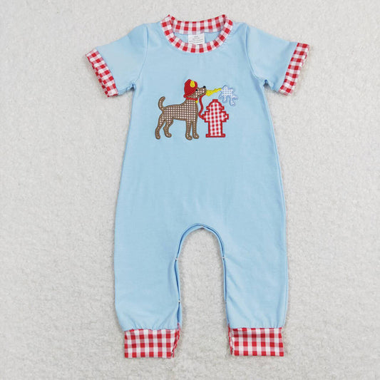 Baby Infant Boys Short Sleeve Dog Fire Rompers