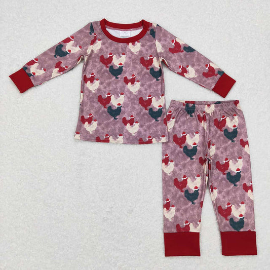 Baby Boys Christmas Farm Chickens Tops Pants Pajamas Sets