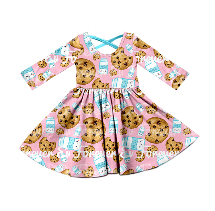 Baby Girls Christmas Cookie Long Sleeve Ruffle Dresses preorder(moq 5)