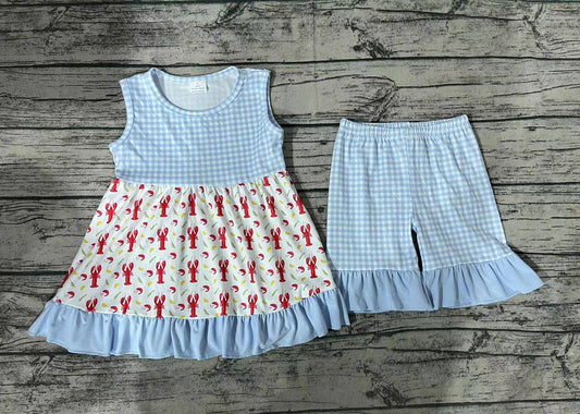 Baby Girls Crawfish Tunic Top Ruffle Shorts Clothes Sets