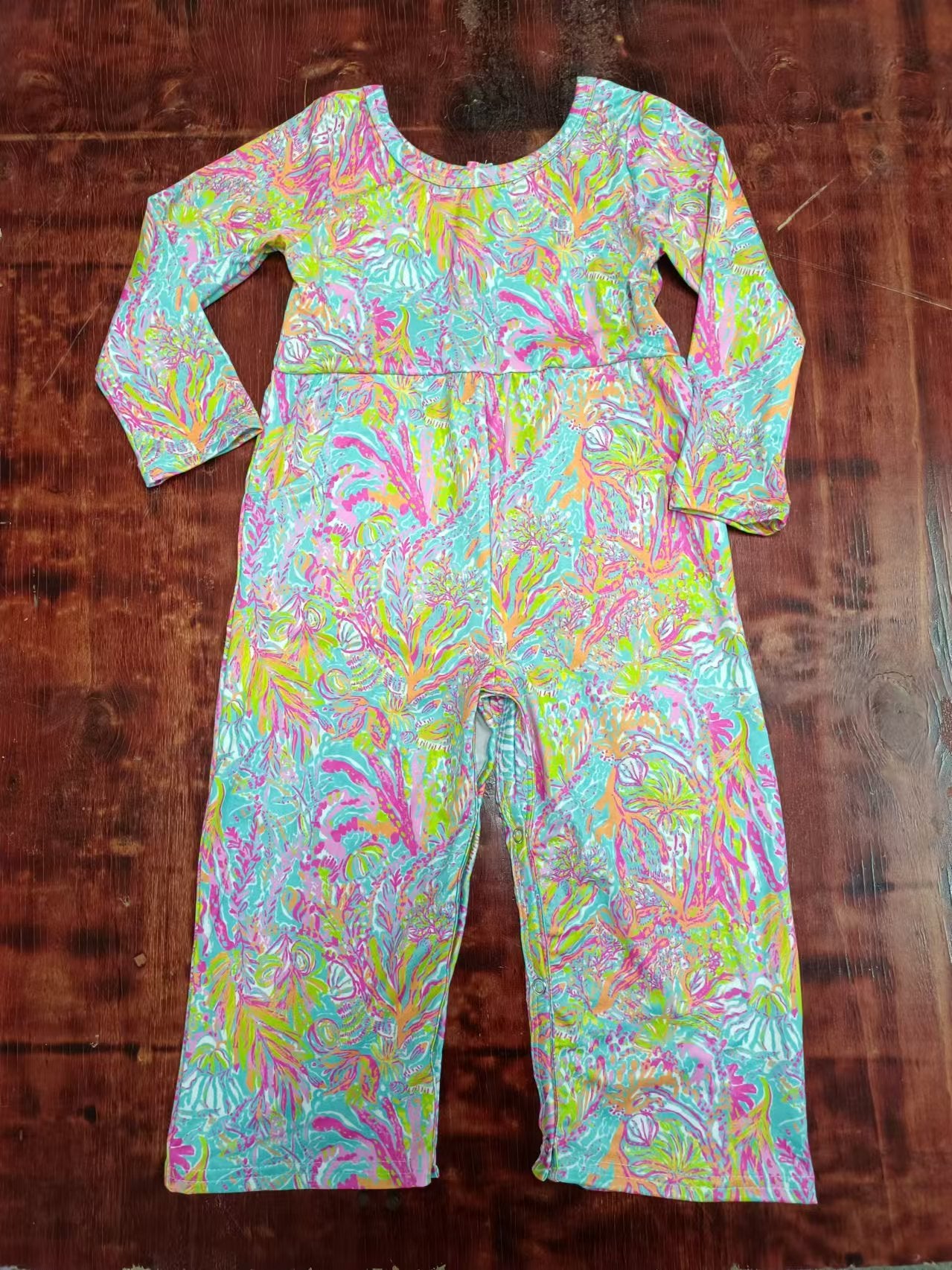 Baby Girls Sea Weed Leaves Pockets Jumpsuits preorder(MOQ 5)