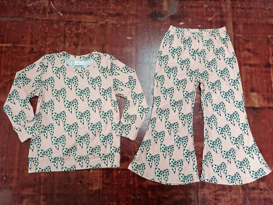 Baby Girls Pink Bows Shirt Bell Pants Clothes Sets preorder(MOQ 5)