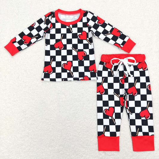 Baby Kids Toddler Valentines Hearts Tee Shirts Top Pants Pajamas Clothes Sets