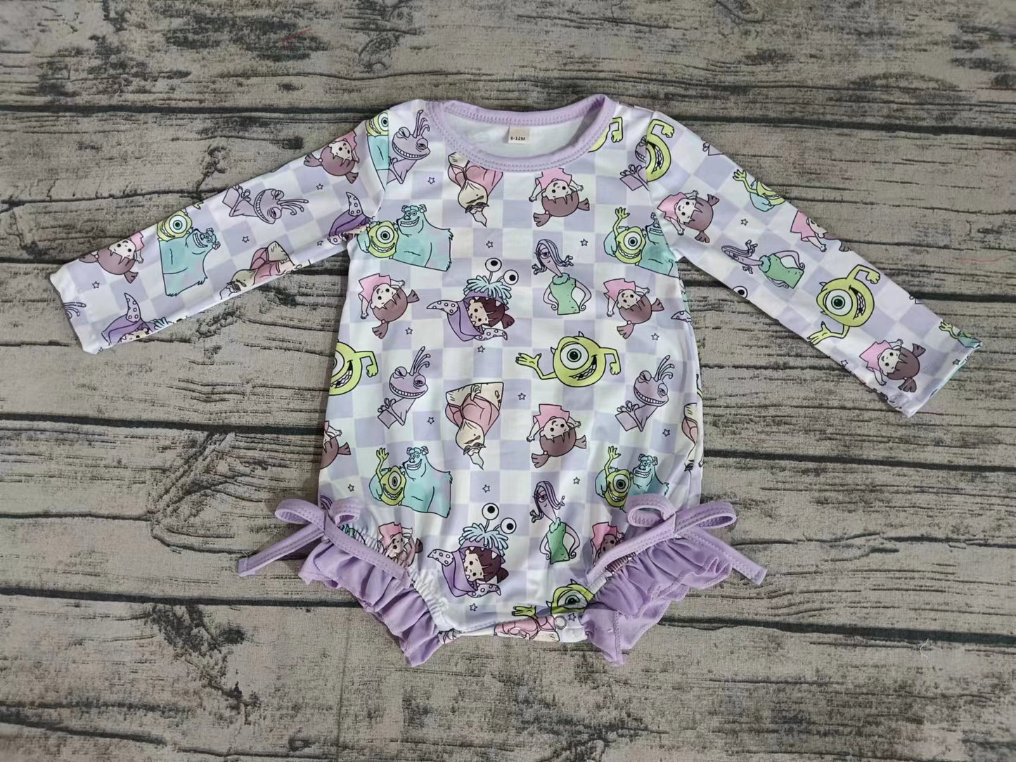 Baby Girls Lavender Monster One Piece Bows Swimsuits preorder (moq 5)