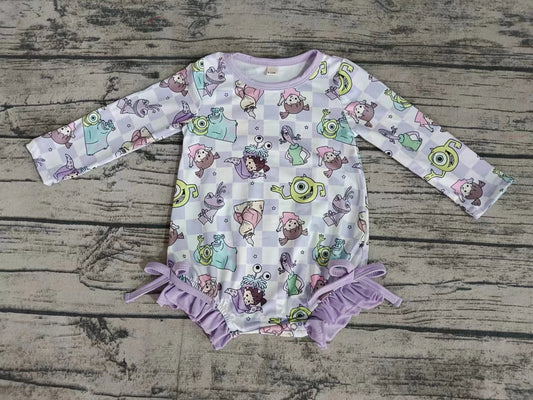 Baby Girls Lavender Monster One Piece Bows Swimsuits preorder (moq 5)
