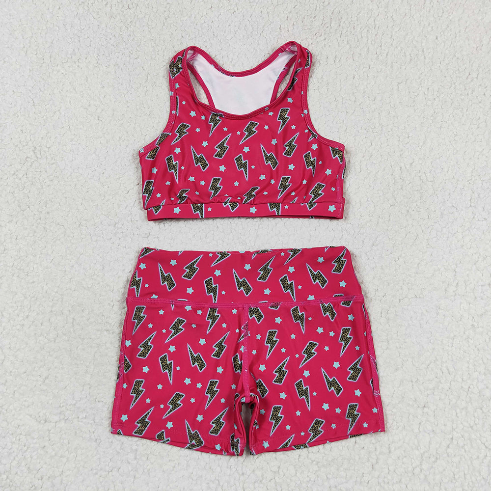 Baby Girls Pink Leopard Flash Crop Tops Shorts Clothes Sets