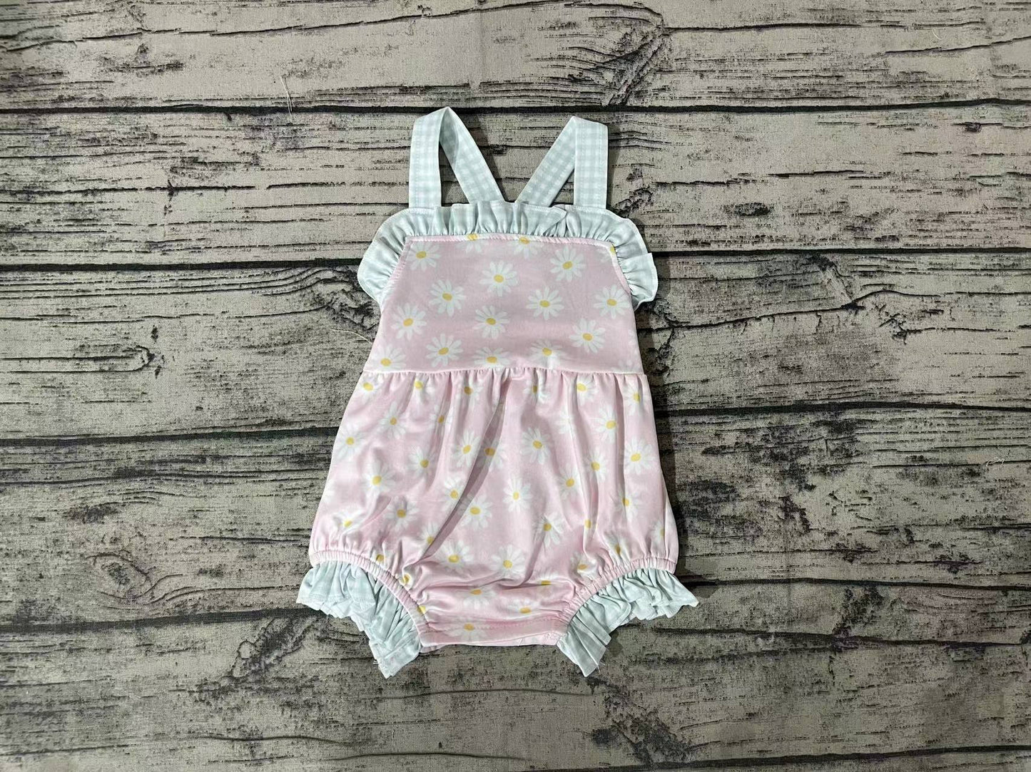 Baby Infant Girls Pink Daisy Straps Rompers