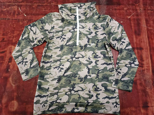 Adult Women Green Camo Hunting Zip pullover Tops Preorder(moq 5)