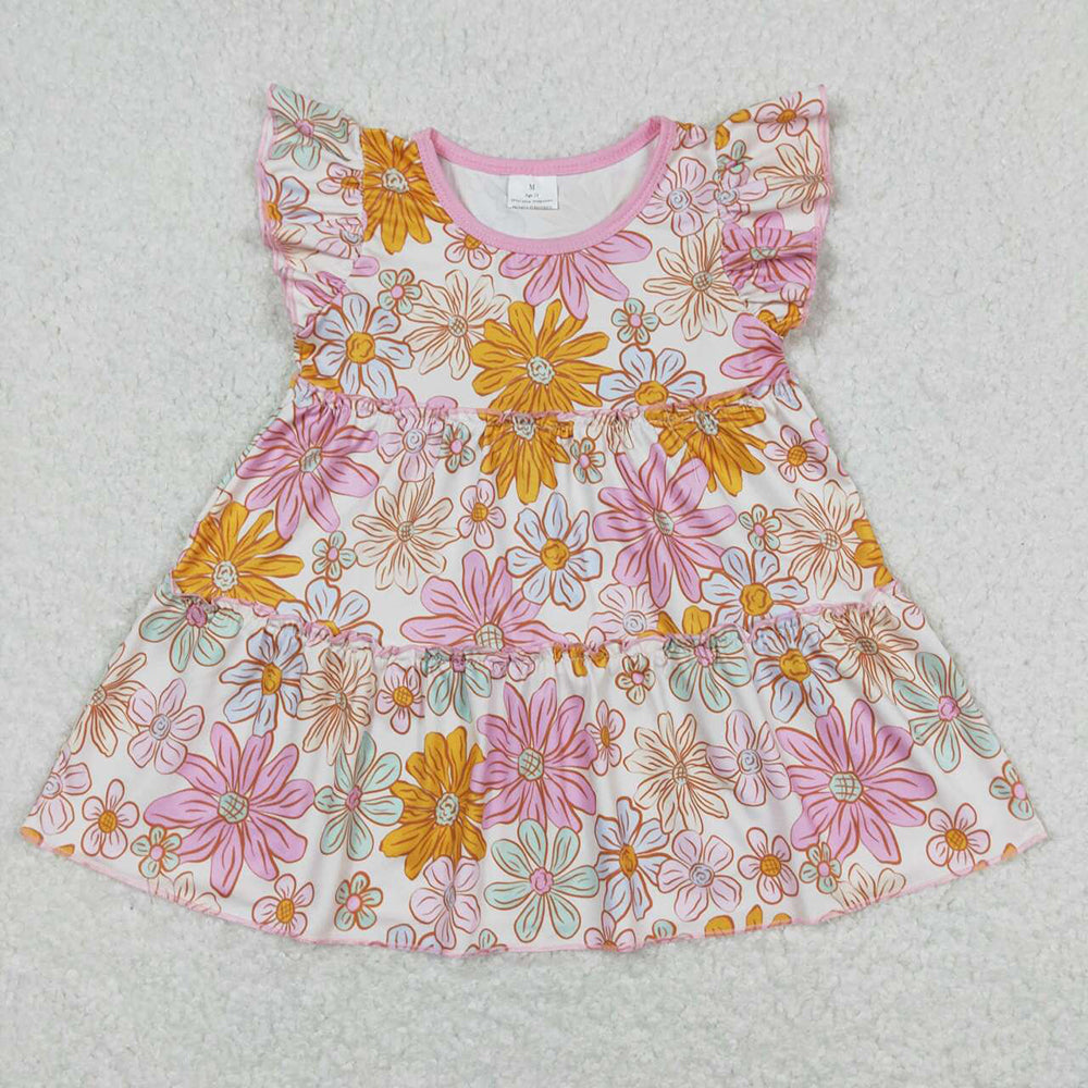 Baby Girls Summer Flutter Sleeve Flowers Tunic Tops