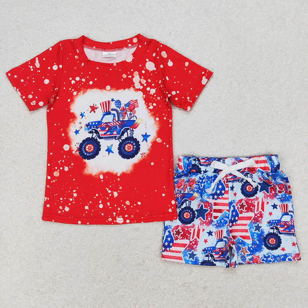 Baby Boys 4th Of July Truck Tee Top Summer Shorts Clothes Sets