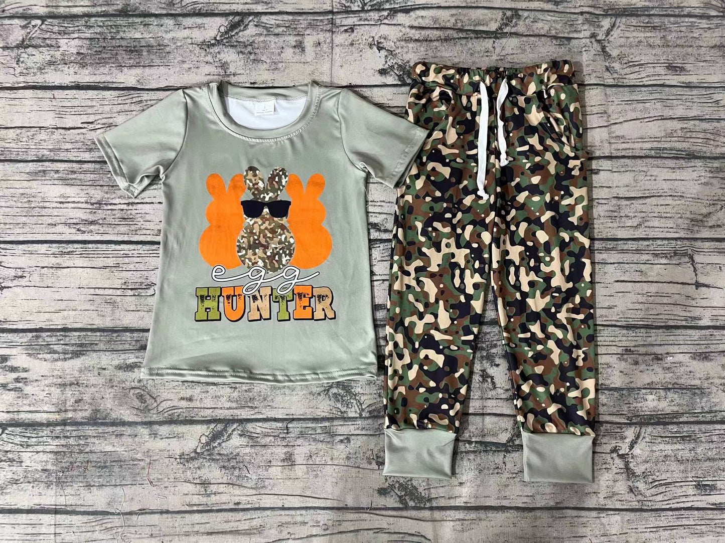 Baby Boys Easter Rabbit Hunter Shirts Tops Camo Pants Clothes Sets