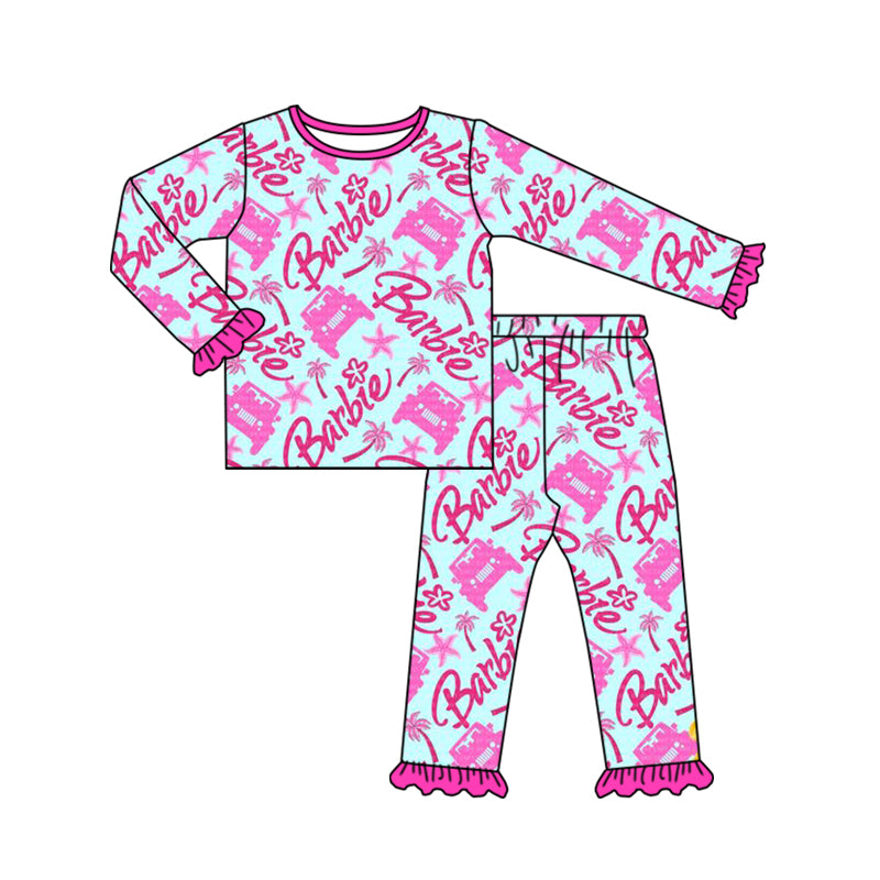 Baby Girls Pink Car Tree Doll Pajamas Clothing Sets preorder(moq 5)