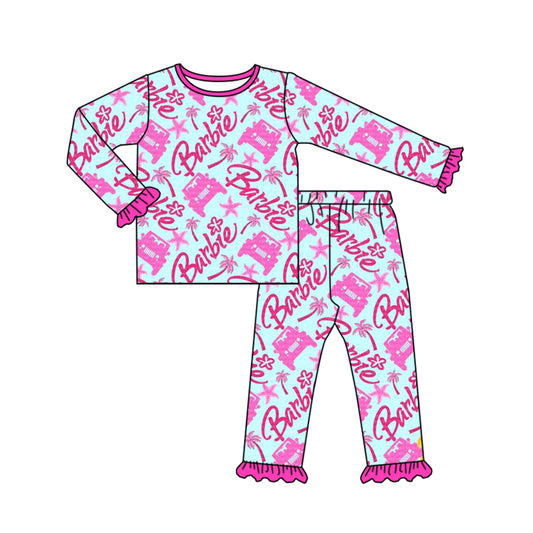 Baby Girls Pink Car Tree Doll Pajamas Clothing Sets preorder(moq 5)