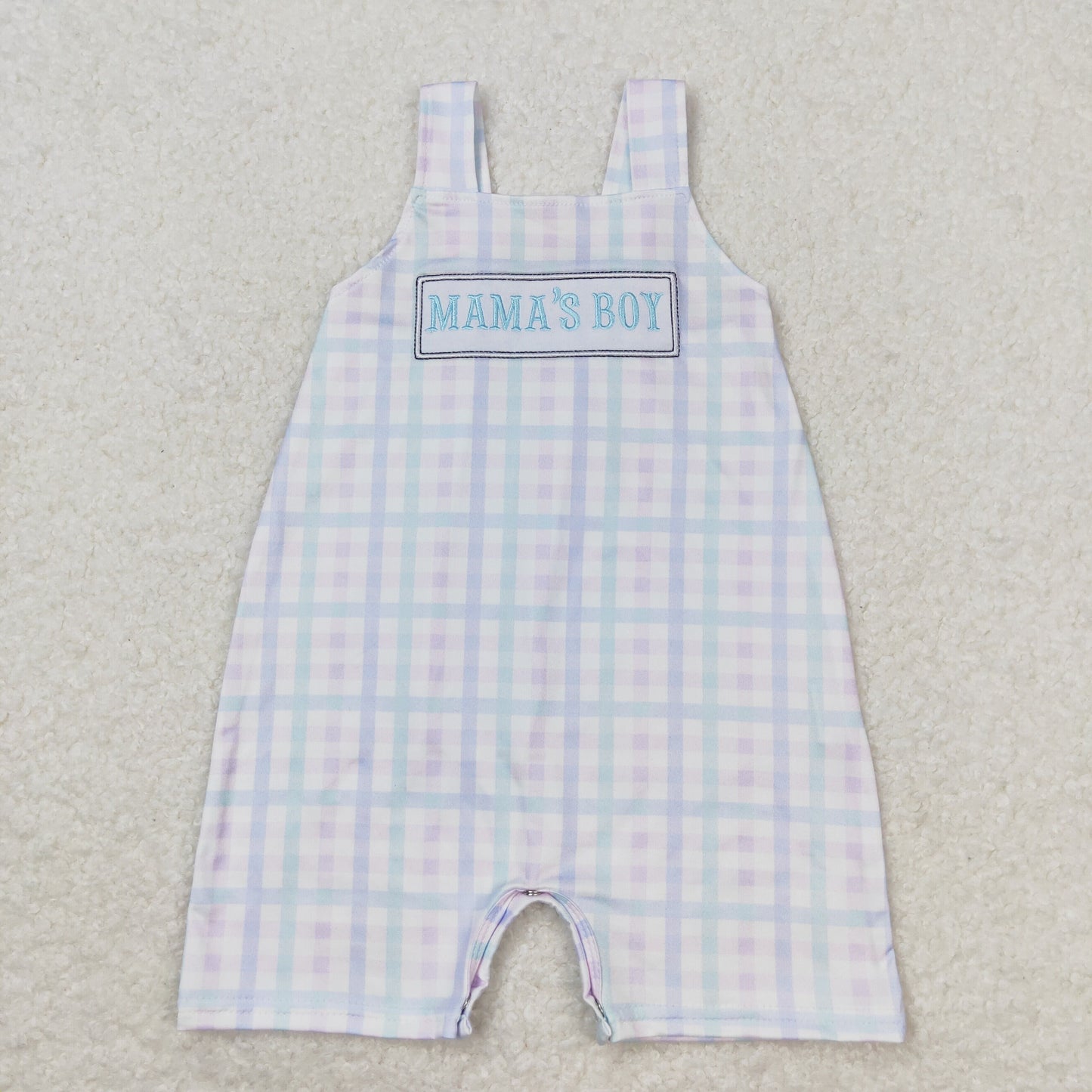 Baby Infant Mama's Boy Checkered Summer Straps Rompers
