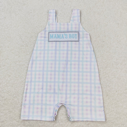 Baby Infant Mama's Boy Checkered Summer Straps Rompers