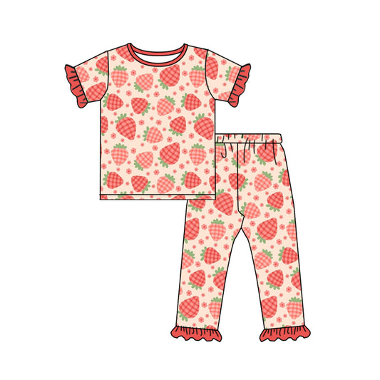 Baby Girls Strawberry Tee Shirt Pants Pajamas Sets preorder(moq 5)