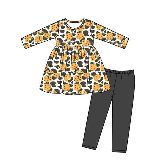 Baby Girls Leopard Cookie Tunic Top Legging Pants Clothes Sets preorder(moq 5)