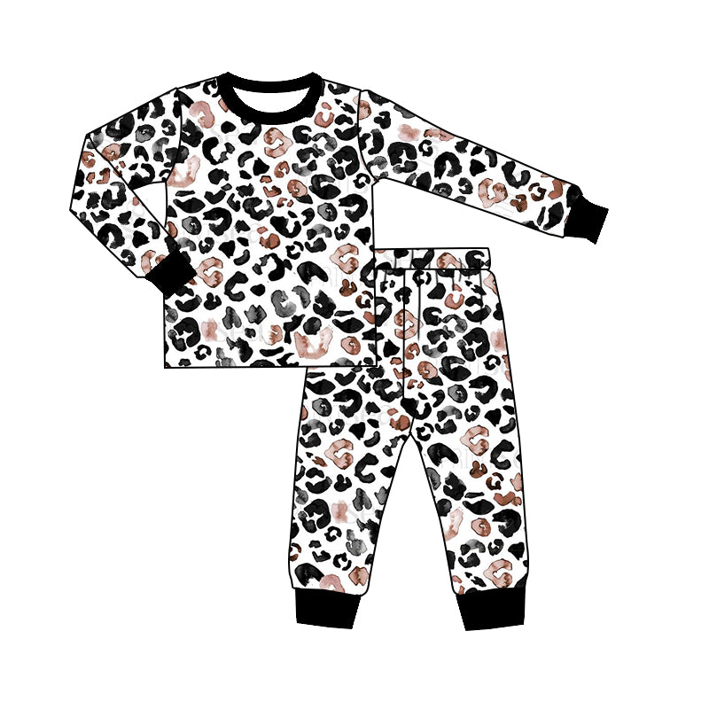 Baby Kids Valentines Leopard Tee Pants Pajamas Clothing Sets Preorder(moq 5)