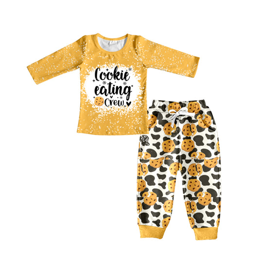 Baby Boys Leopard Cookie Shirt Top Pants Clothes Sets preorder(moq 5)