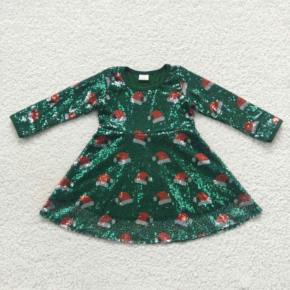 Baby Girls Chrismtas Tree Sequin Knee Length Dresses