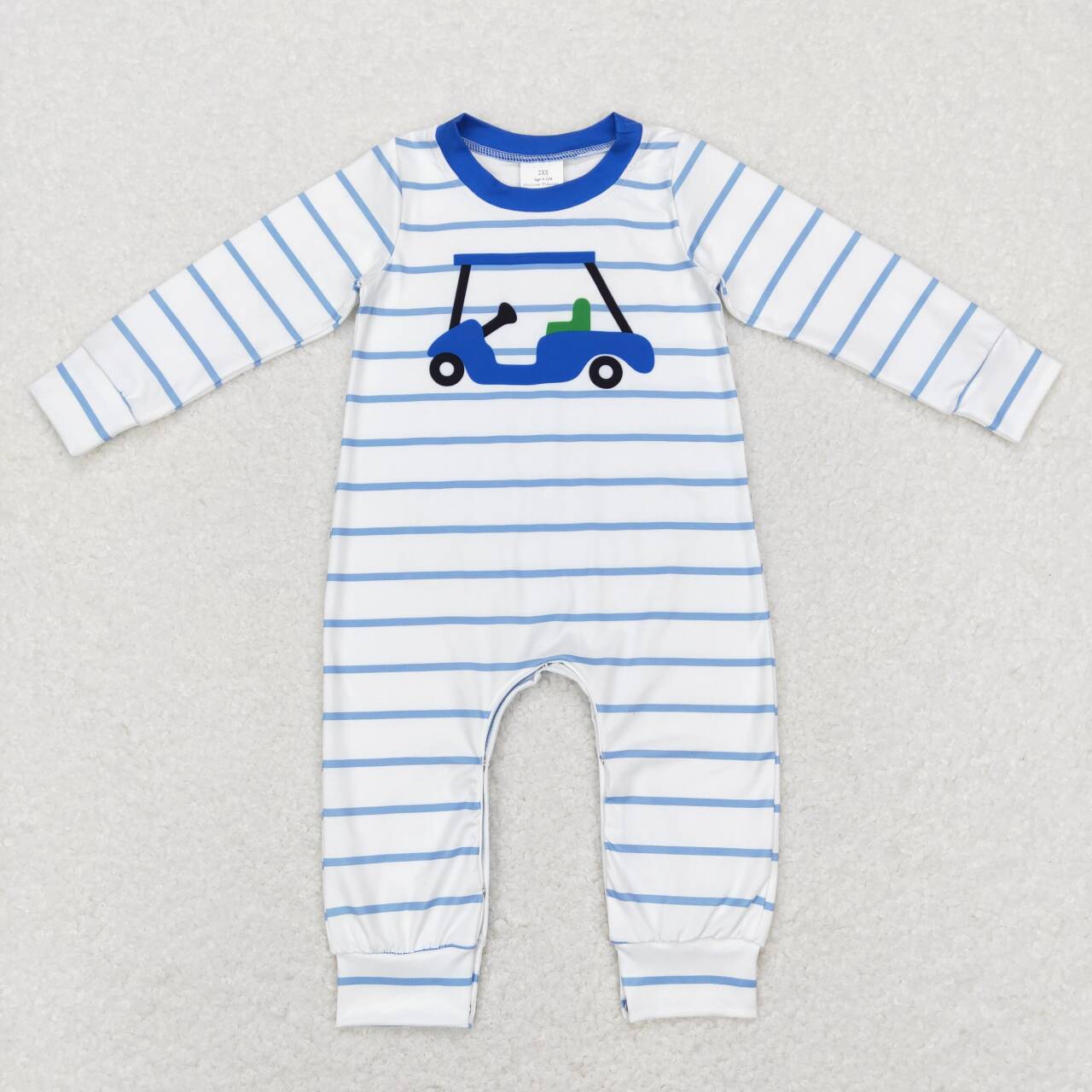 Baby Boys Golf Blue Stripes Short Sleeve Rompers